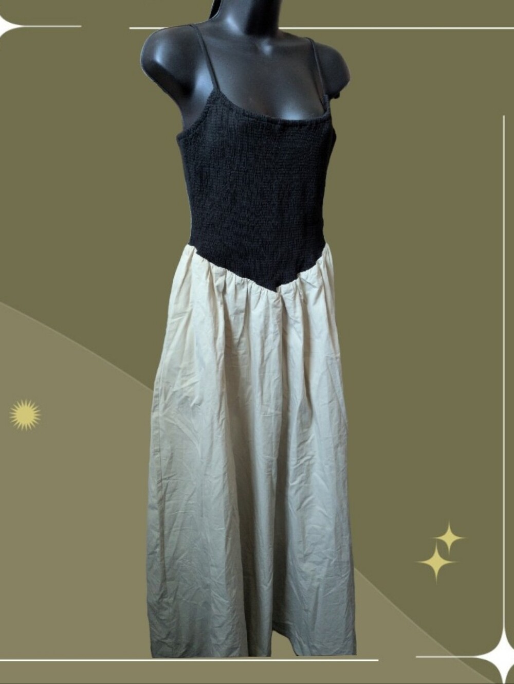 ✨ dissh Milano Black/Stone Midi Dress Size Us 6